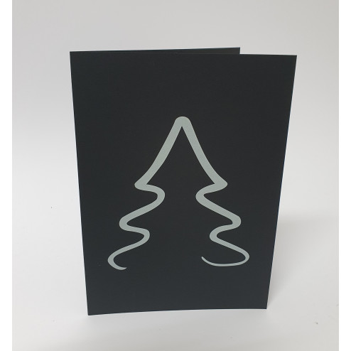 Weihnachtskarten "Baum Weiss" auf schwarzem Papier