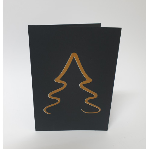 Weihnachtskarten "Baum Gold" auf schwarzem Papier