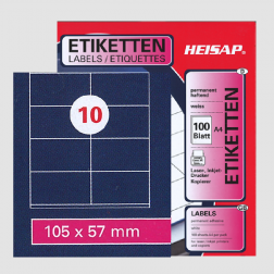 Selbstklebe-Etikettenbogen A4  – 105 x 57 mm – 10 Etiketten pro Blatt