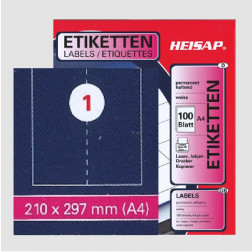 Selbstklebe-Bogen A4 – 210 x 297 mm – 1 Etikette pro Blatt