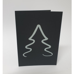 Weihnachtskarten "Baum Weiss" auf schwarzem Papier