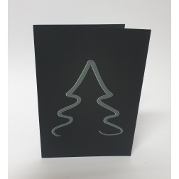 Weihnachtskarten "Baum Silber" auf schwarzem Papier