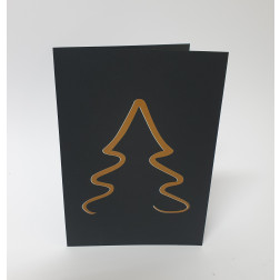 Weihnachtskarten "Baum Gold" auf schwarzem Papier