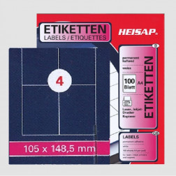 Selbstklebe-Etikettenbogen A4 – 105 x 148 mm – 4 Etiketten pro Bogen