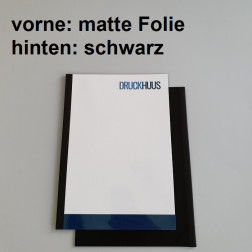 Broschüre Fastback-Bindung - mit Folie matt 0,2 mm, Rückkarton Schwarz