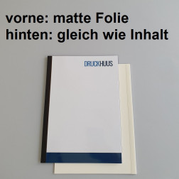 Broschüre Fastback-Bindung - mit Folie matt 0,2 mm, Rückkarton im gleichen Material wie der Inhalt (in stabiler Qualität)