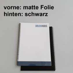 Broschüre Wiro-Bindung - mit Folie matt 0,8 mm, Rückkarton Schwarz