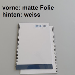 Broschüre Wiro-Bindung - mit Folie matt 0,8 mm, Rückkarton Weiss