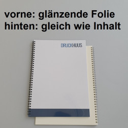 Broschüre Wiro-Bindung - mit Folie glanz 0,2 mm, Rückkarton im gleichen Material wie der Inhalt (in stabiler Qualität)