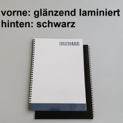 Broschüre Wiro-Bindung - Deckblatt glänzend laminiert (erstes Blatt von Dokument), Rückkarton Schwarz